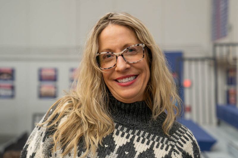 A registered nurse at the caucus.