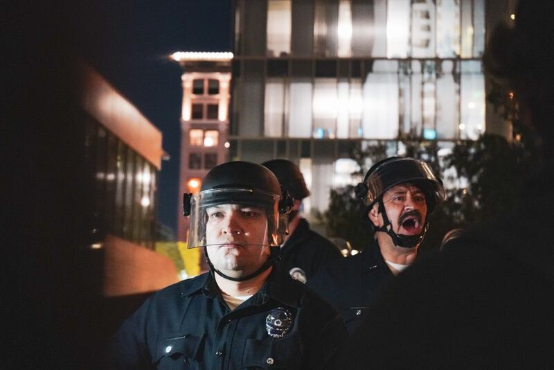 [Photo of LAPD officers at LAPD HQ.]