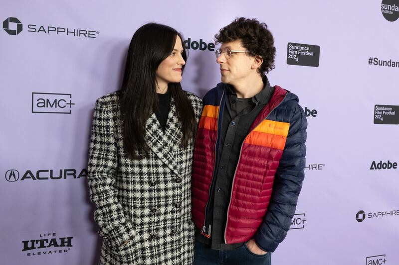 Riley Keough and Jesse Eisenberg, stars of "Sasquatch Sunset" at Sundance press line
