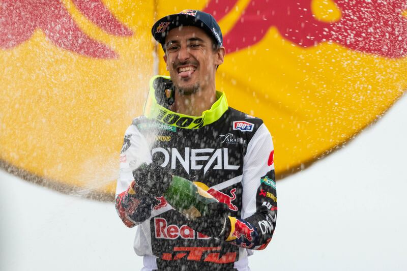Musquin celebrates his victory in the 250cc category. The victory continued Musquin’s perfect record at Straight Rhythm races, with prior wins in 2014, 2016 and 2017.