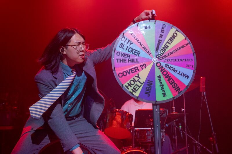 Guy spinning a wheel