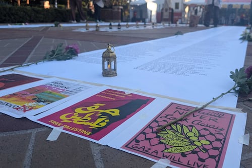 Vigil for Palestine held outside Trousdale entrance