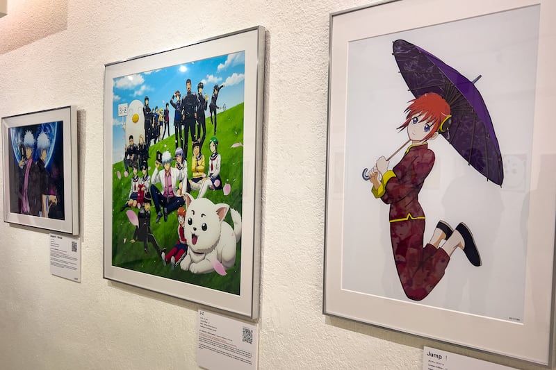 Anime artwork on display