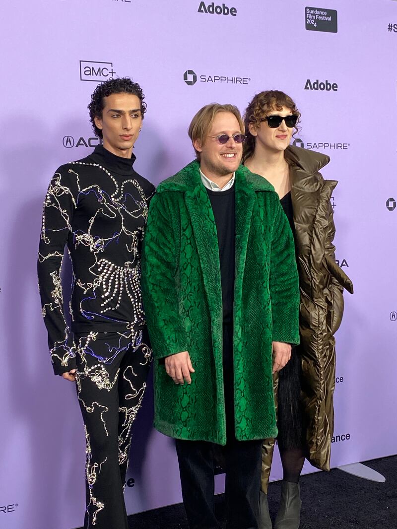 Qaher Harhash, John Early, and Theda Hammel at the Sundance Premiere of "Stress Positions"