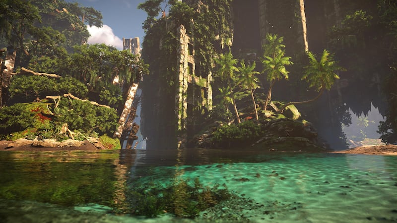 The flooded ruins of San Francisco in "Horizon Forbidden West."