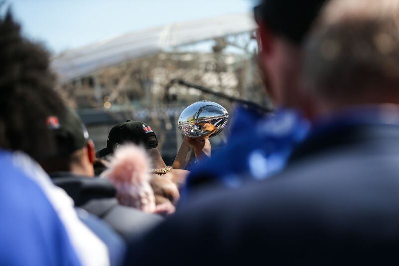 Annenberg Media photographers behind the scenes photographs of the LA Rams victory parade and rally.