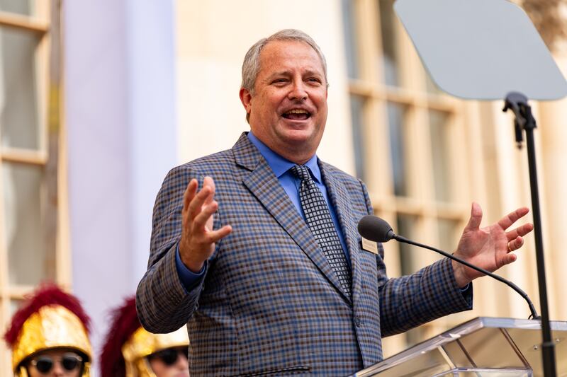 Mick Dalrymple, the first chief sustainability officer in USC history, speaks at the Grand Opening of the Sustainability Hub.