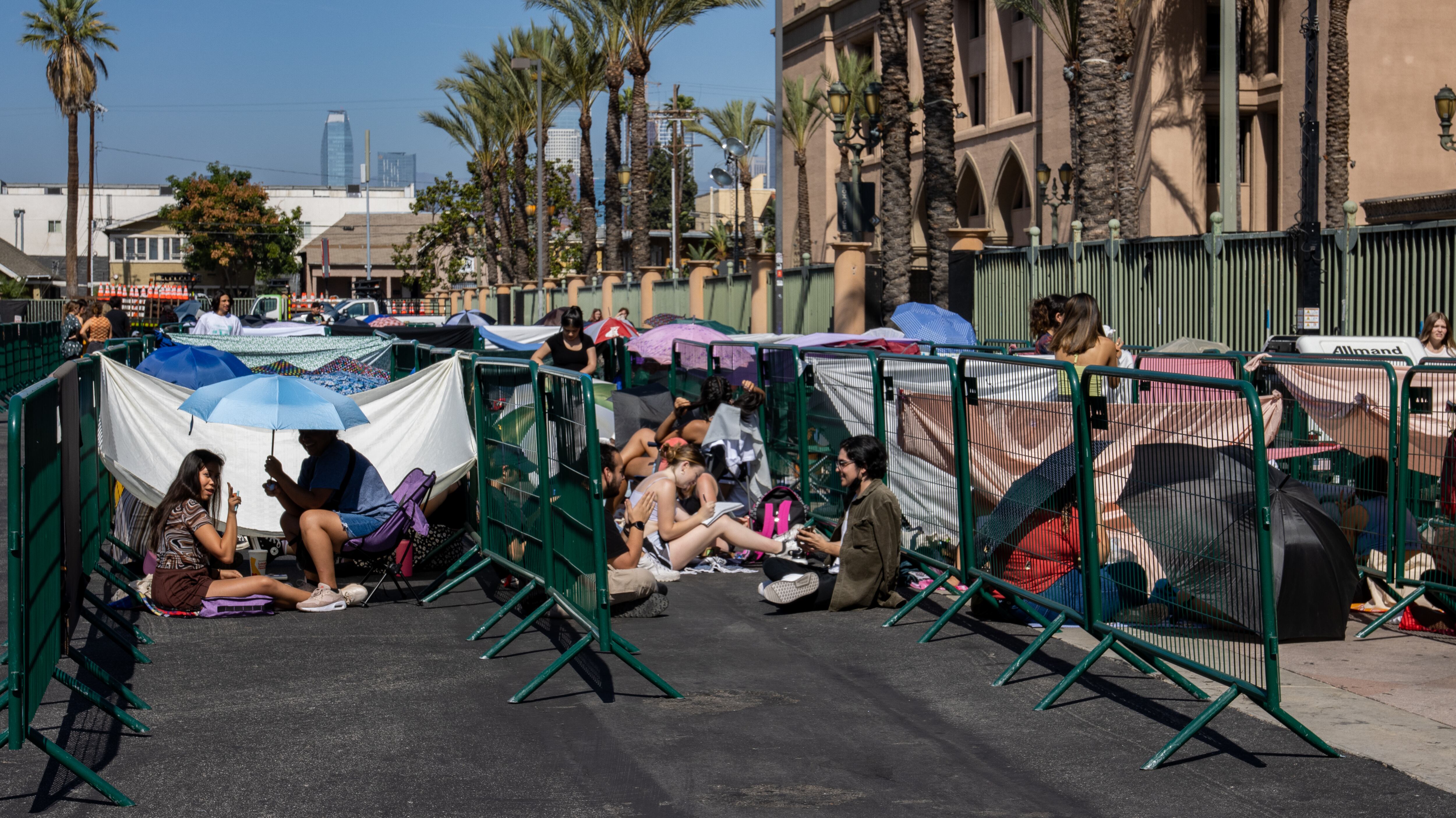 A photo of fans camping outside the Shrine Auditorium for the Wallows concert.