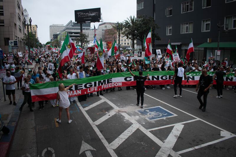 Organizers of the protest controlling the speed and direction of the protest.