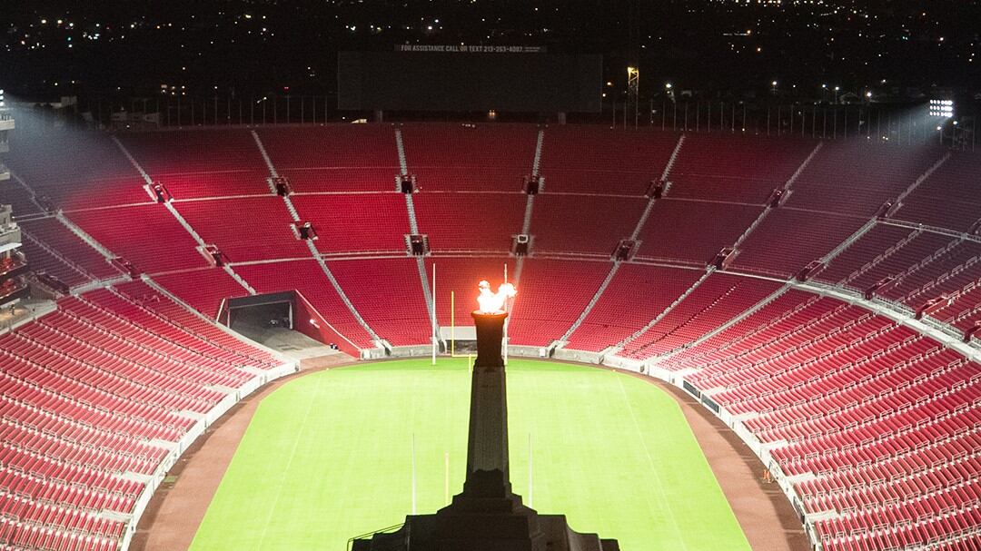 Photo of the Coliseum's Torch lit.