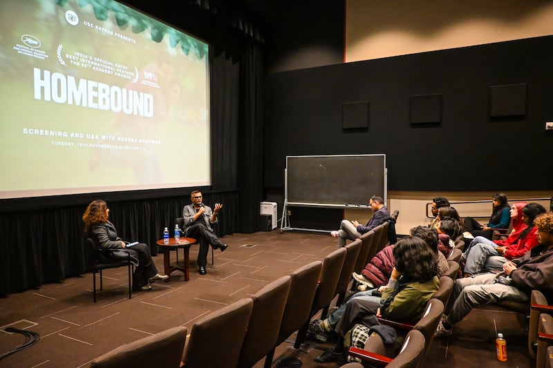The discussion session with Ghaywan moderated by Professor Jaikumar.