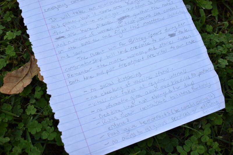 A photo of a page of the student's journal that she used to document her time at Las Encinas.