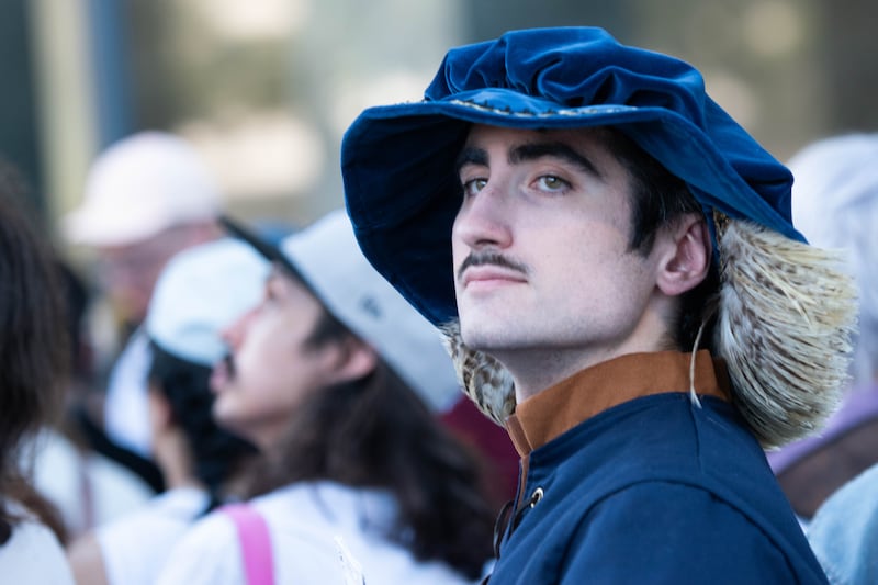 A writer dresses as a Bard for the theme day.