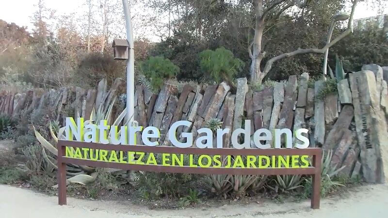Photo of signage of Natural History Museum Los Angeles County's Nature Garden.