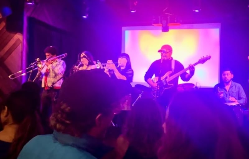 A band playing in the LA press election party