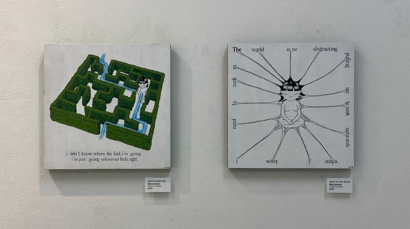 Photo of two pieces of art on a wall