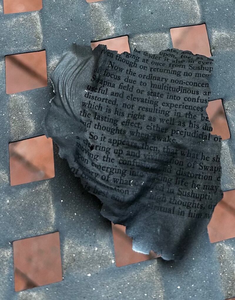 A burnt page of a book.