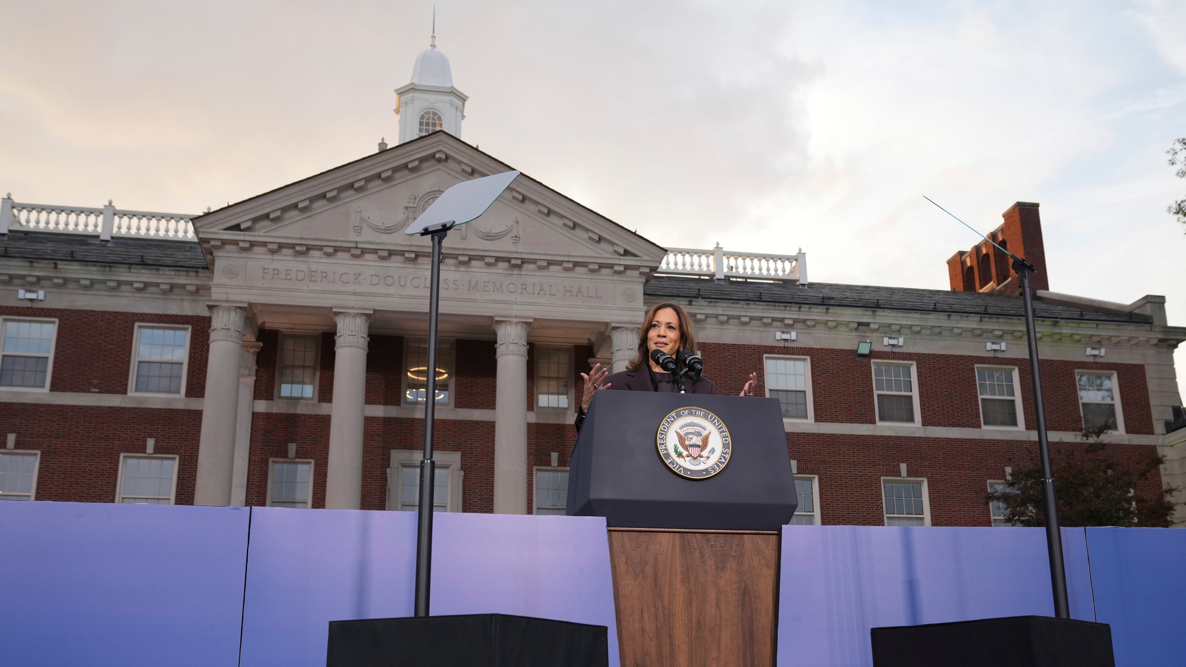 Kamala Harris delivers her concession speech in front of Howard University.