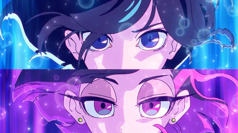 Two animated characters with cut in scenes