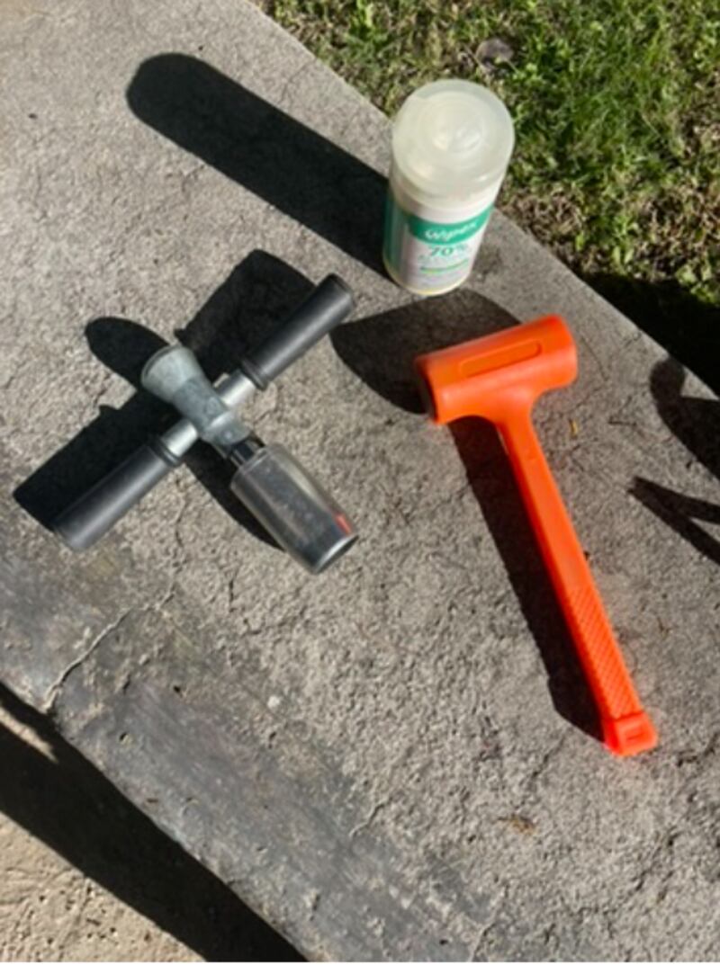 The tools used for soil sampling by the Environmental Justice Research Lab for Get the Lead Out.