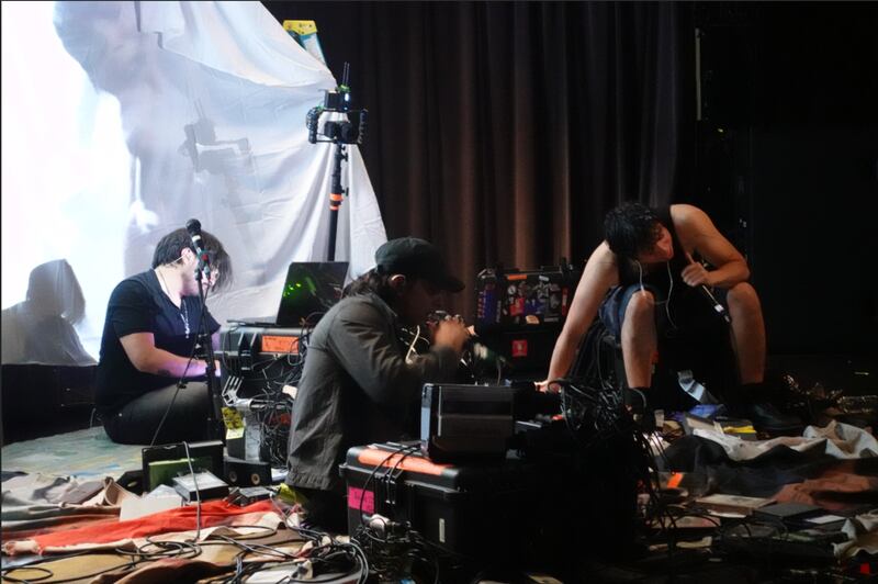 Band with audio on stage