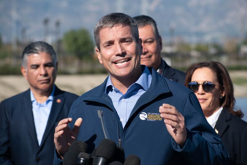 Crowfoot, standing in front of Harris, Senator Alex Padilla, and Congressman Tony Cardenas, explains that a key step in the future of water maintenance is to recycle drinking water. “Science tells us that hotter temperatures mean that we'll lose about 10% of our water supply by 2040 … so we need to supplant or replace that water supply. Some of that is through groundwater recharge. A lot of that is through water recycling, using water molecules more than once,” Crowfoot said.