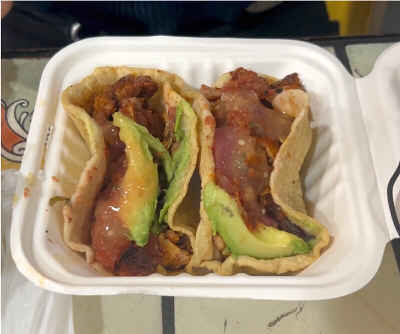 two chorizo tacos