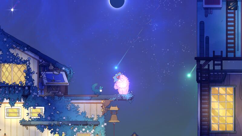 Photo of Stella hugging a spirit in the game.