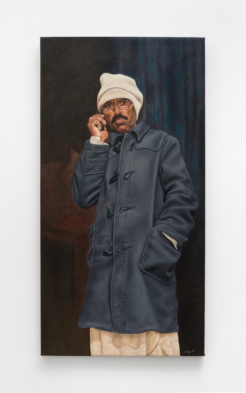 Photo of a painting of a man with a coat, mustache, and head covering