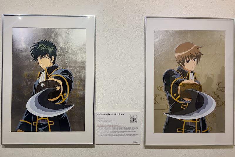Anime artwork on display