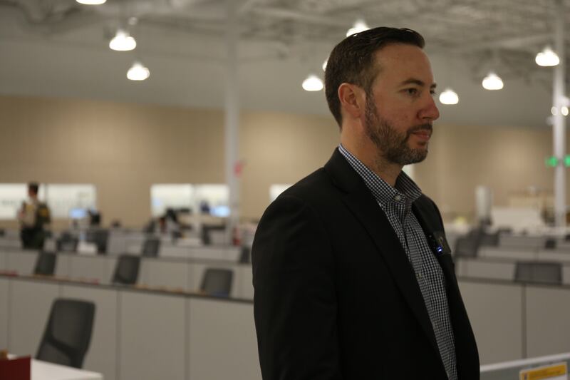 Mike Sanchez, Senior Public Information Specialist, stands in the center. “There’s several different ways that someone can vote and we ensure and provide opportunities and access for people to do that,” Sanchez said.