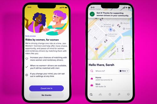 Lyft adds a new feature to request female and non-binary drivers - Women+ Connect