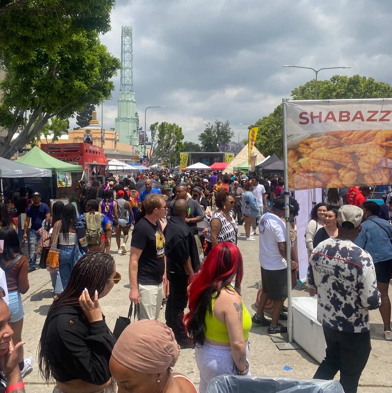 Photo of a crowd at the Leimert Park Juneteenth Festival.