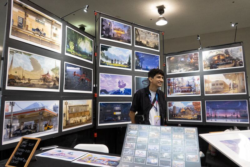 Art booth with prints for sale