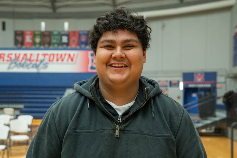 A college student at the caucus.