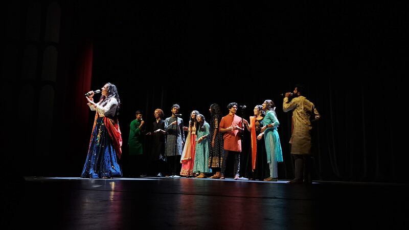 An acapella group performs at the Diwali event organized by Association of Indian Students on Oct. 30, 2022.