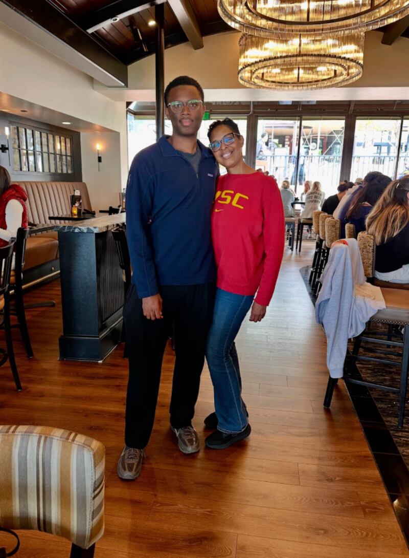 Clem pictured with her son, Jordan Clarke, in 2026.