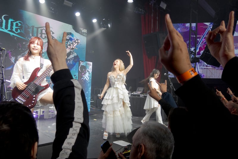 Excited crowd cheering