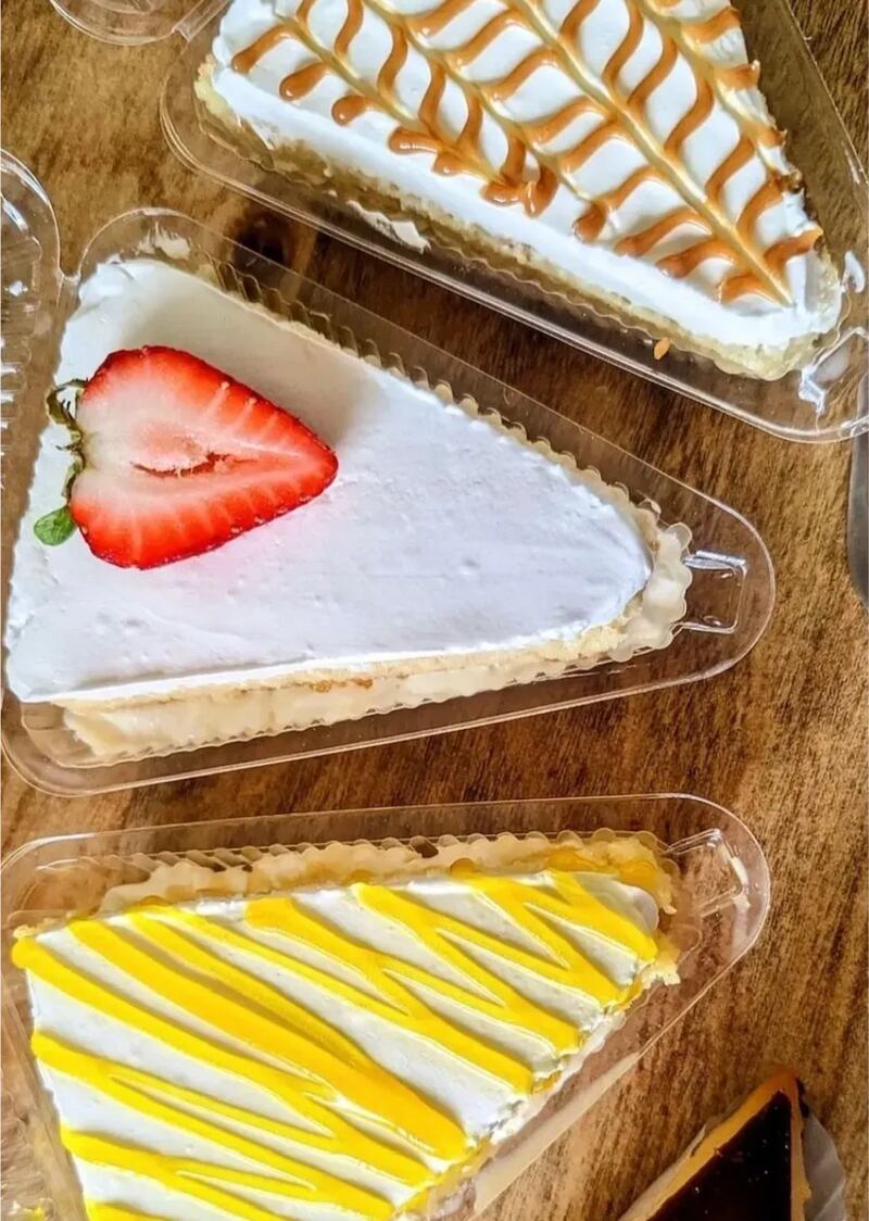 Photo of various slices of cake.