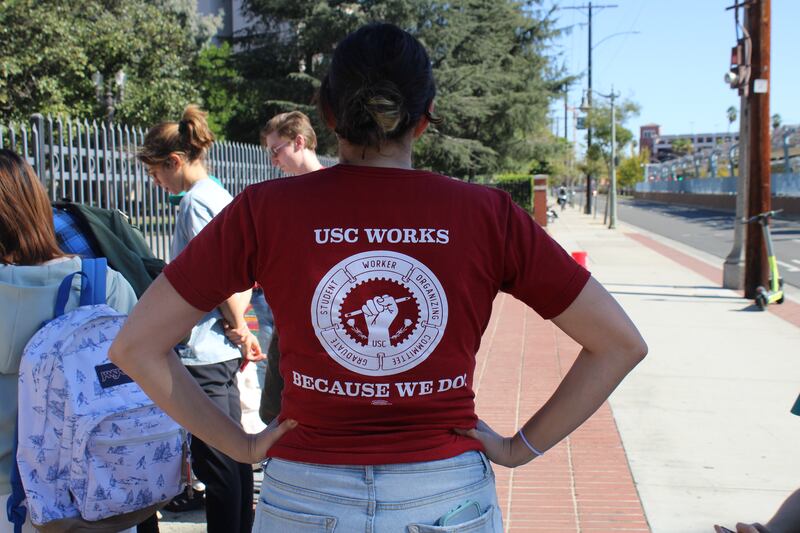 Photo of a Student Worker Strike shirt