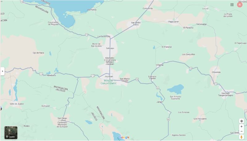 Google Maps image of Michoacan.