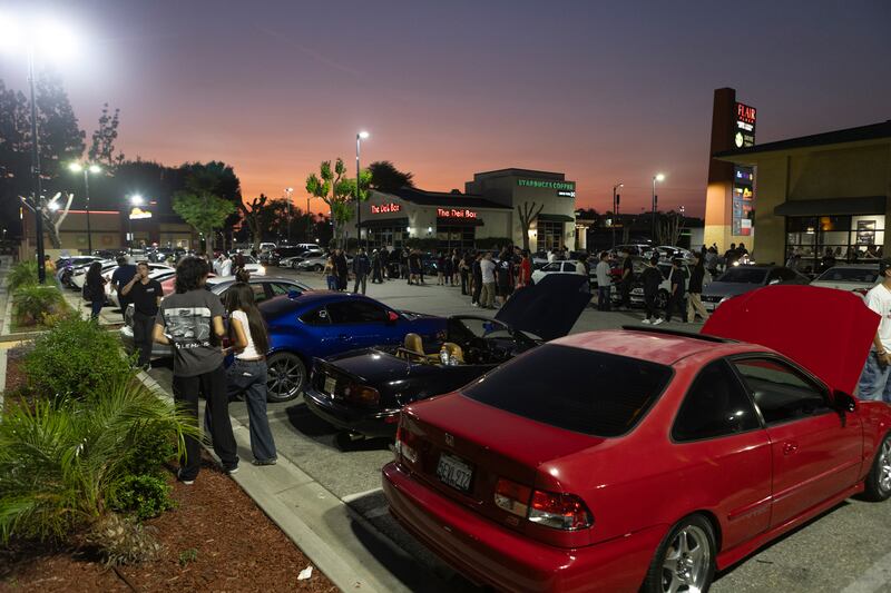 Car meet in a parking lot