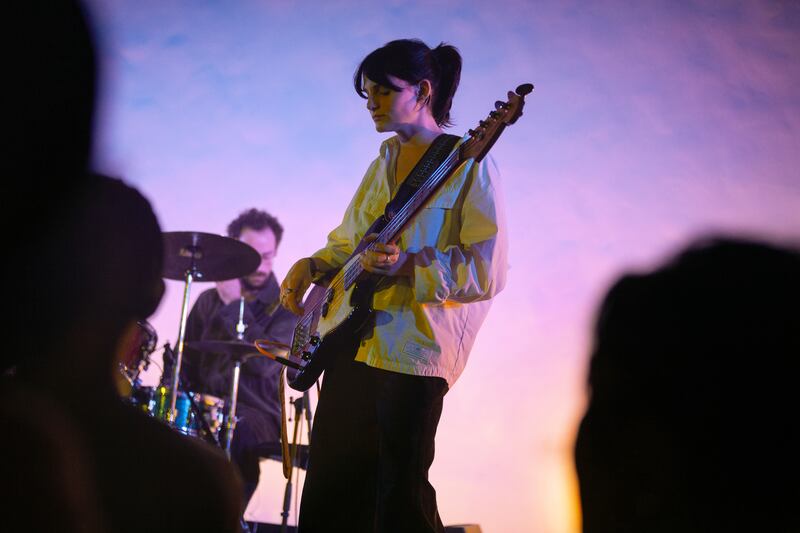 Bass player at a concert