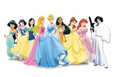 [Disney Princesses pose.]