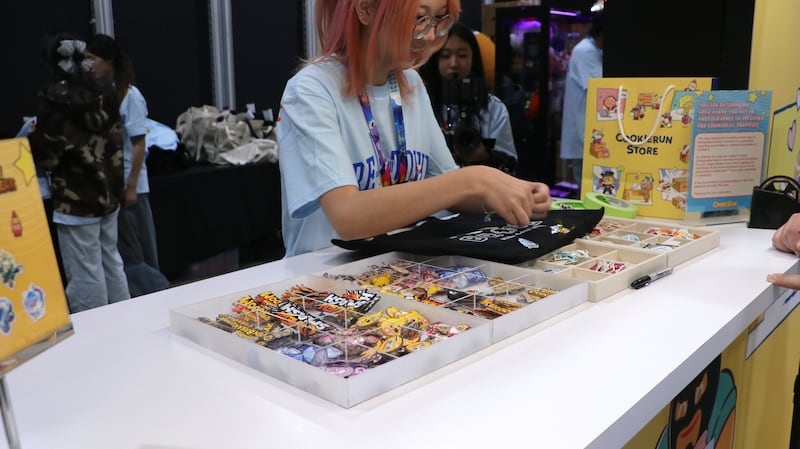 Person handing out merchandise