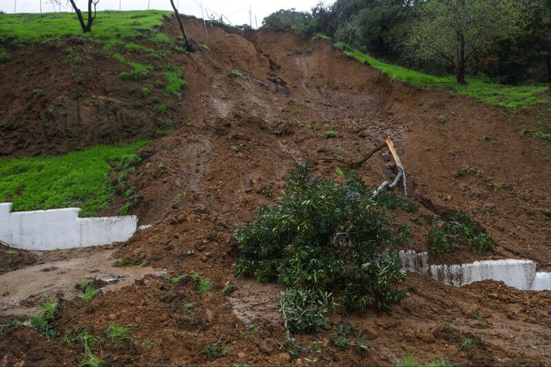 Photos by USC Annenberg Media photojournalists of landslides in Studio City caused by rainfall.