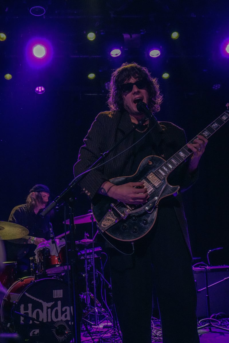 Holiday around purple light.