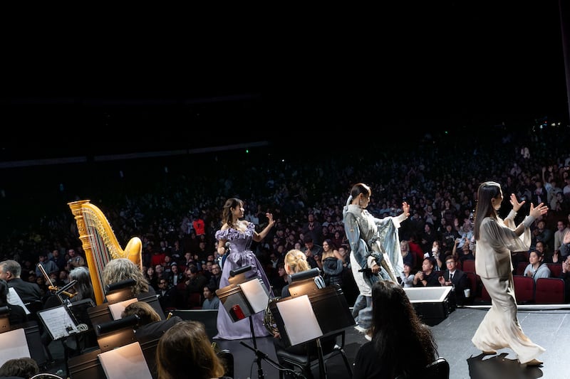 Singers walking off stage