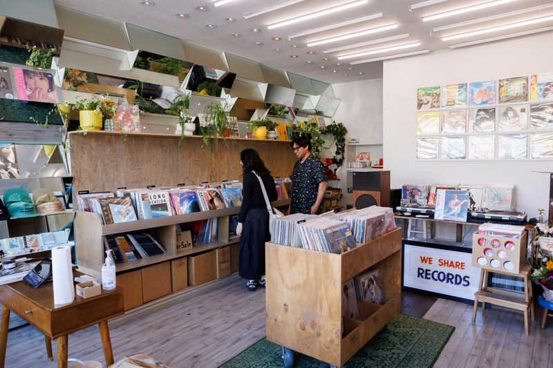 Vinyl for sale in a store