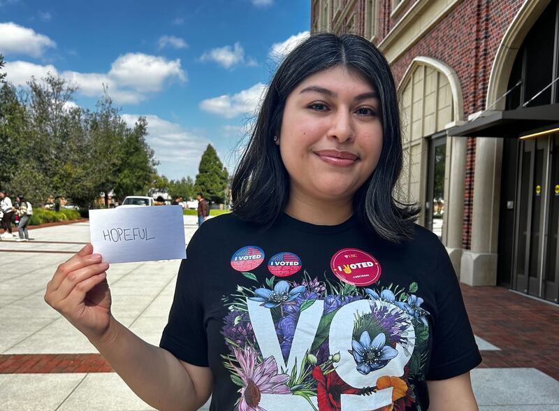 Kristy Plaza, a voter in the California primary elections.